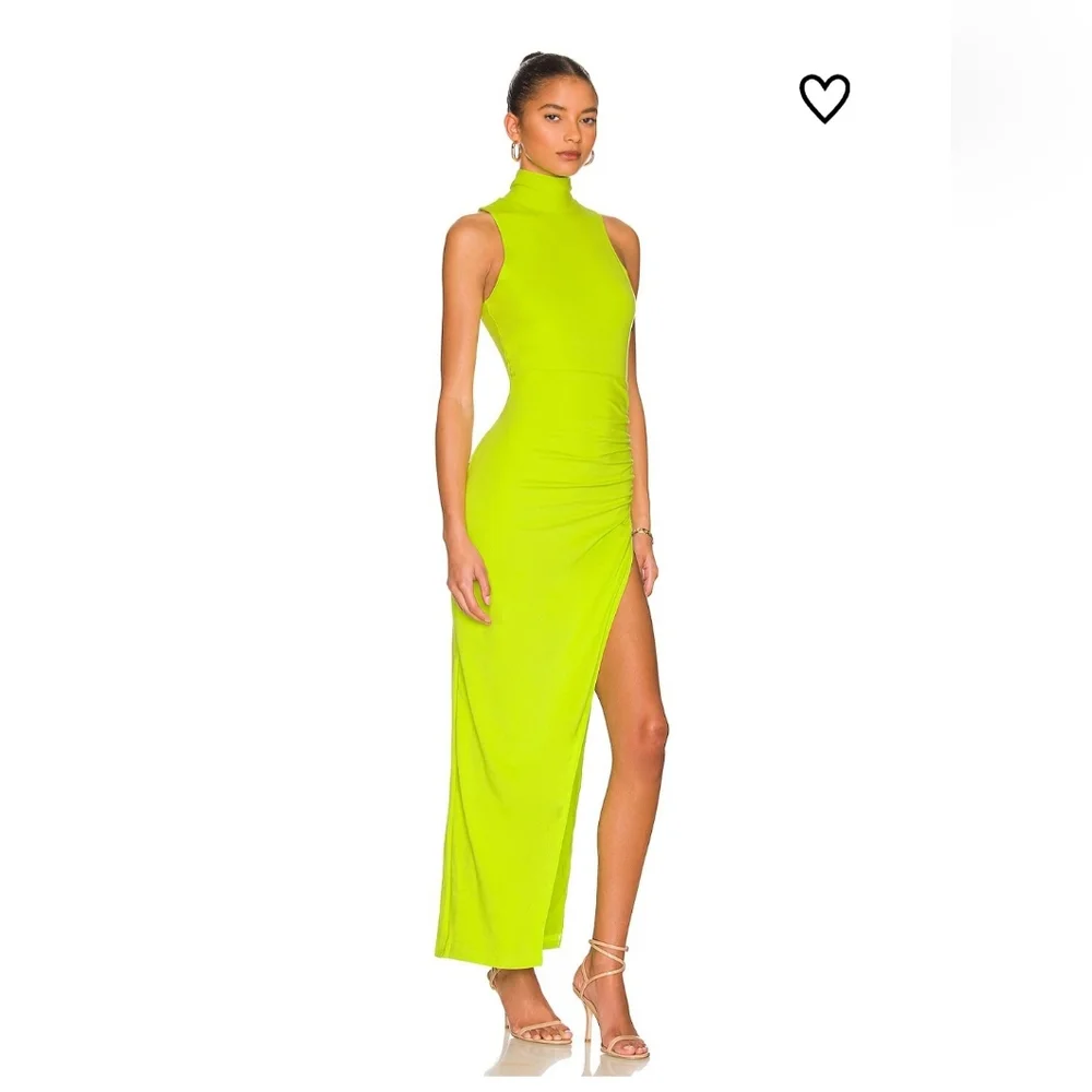 NWT Revolve Superdown Green Janet Slit Bodycon Sleeveless Turtleneck Dress Sz XS - Picture 2 of 9